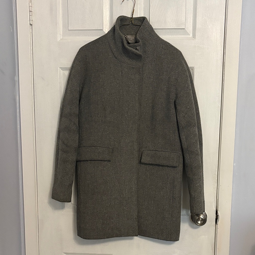 J. Crew High-Neck Funnel Neck Wool Coat - Picture 1 of 8